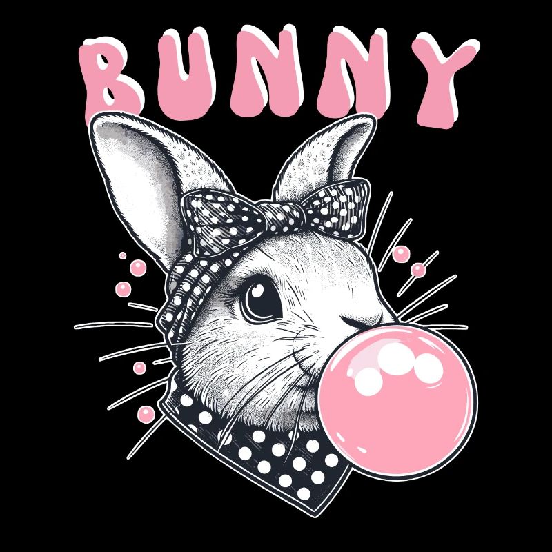 Lapin Bubblegum Bandana Lapin mignon rétro lapin