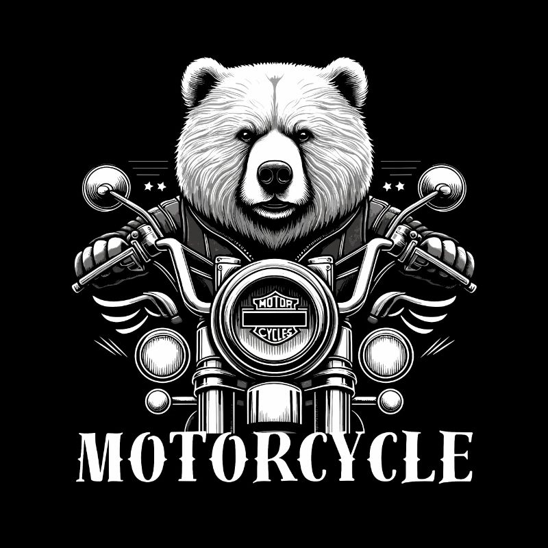 Motorcycle Biker Grizzly Bear Men Father's Day Funny