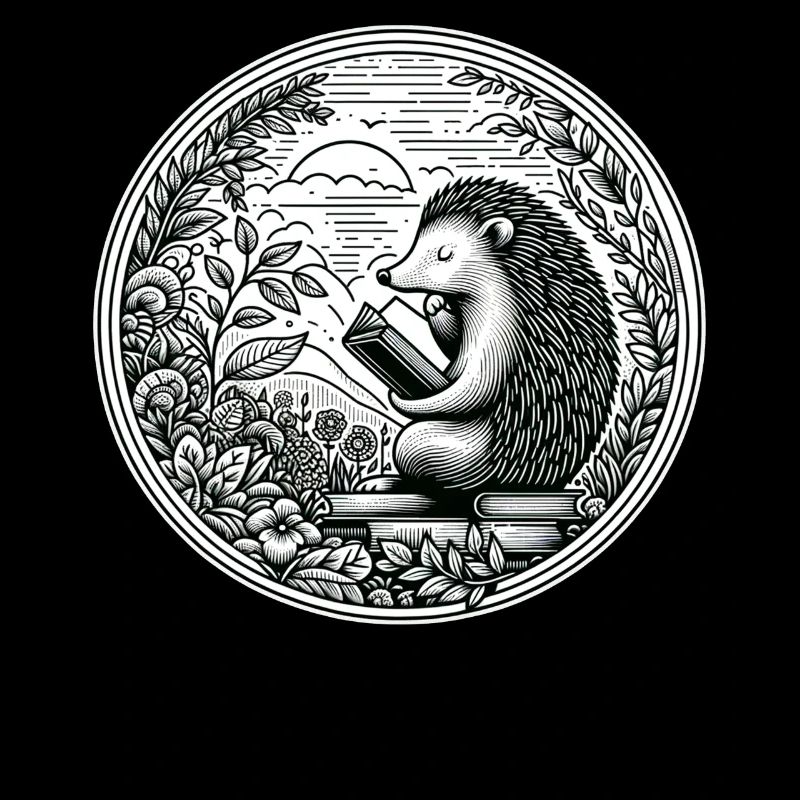 Hedgehog wilderness book reading illustration