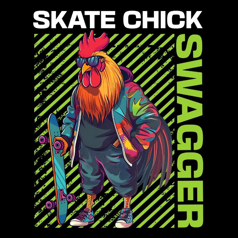 Skate Chick Swagger | Hahn mit Skateboard