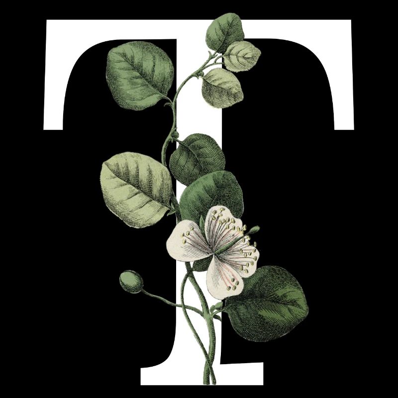 lettre T botanique vert