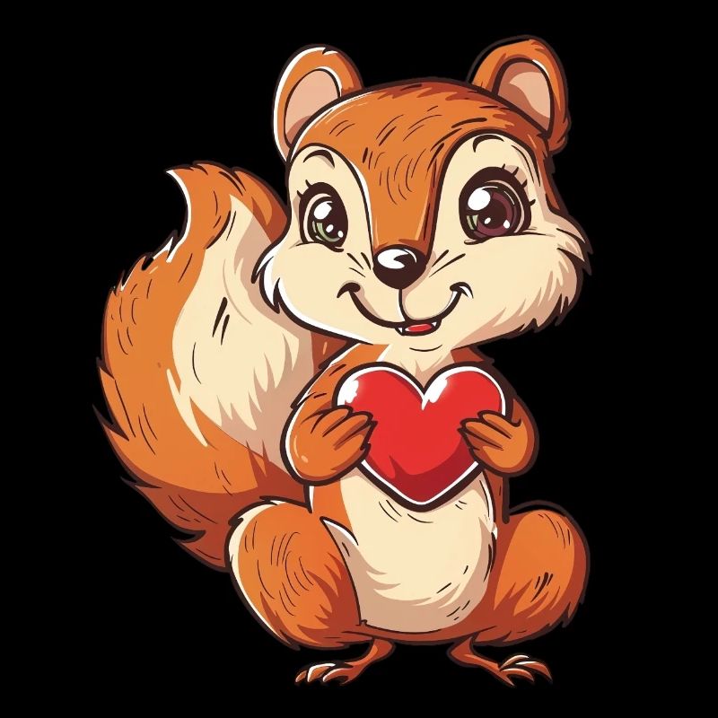 Adorable Squirrel with Red Heart Illustration