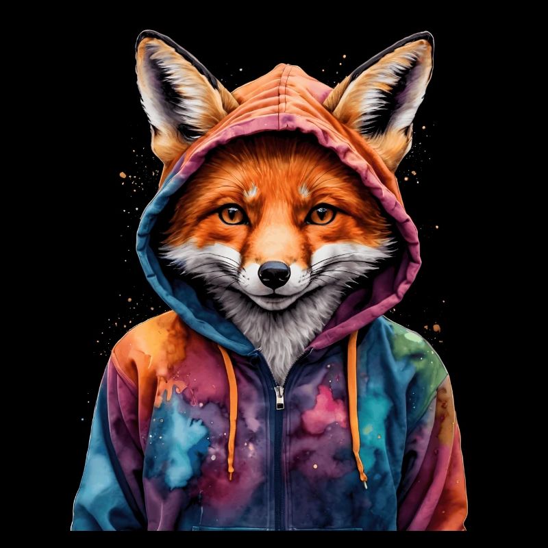 Sweat à capuche Fox Imprimé de conception d’animaux drôles colorés