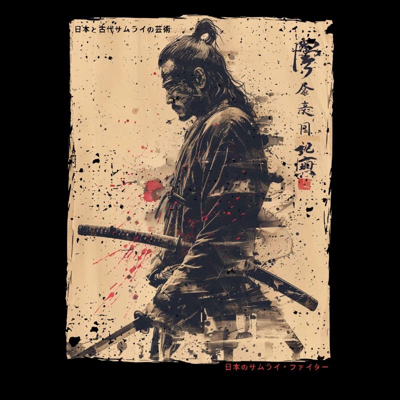 Samurai Fighter - Illustration japonaise Ukiyo-e