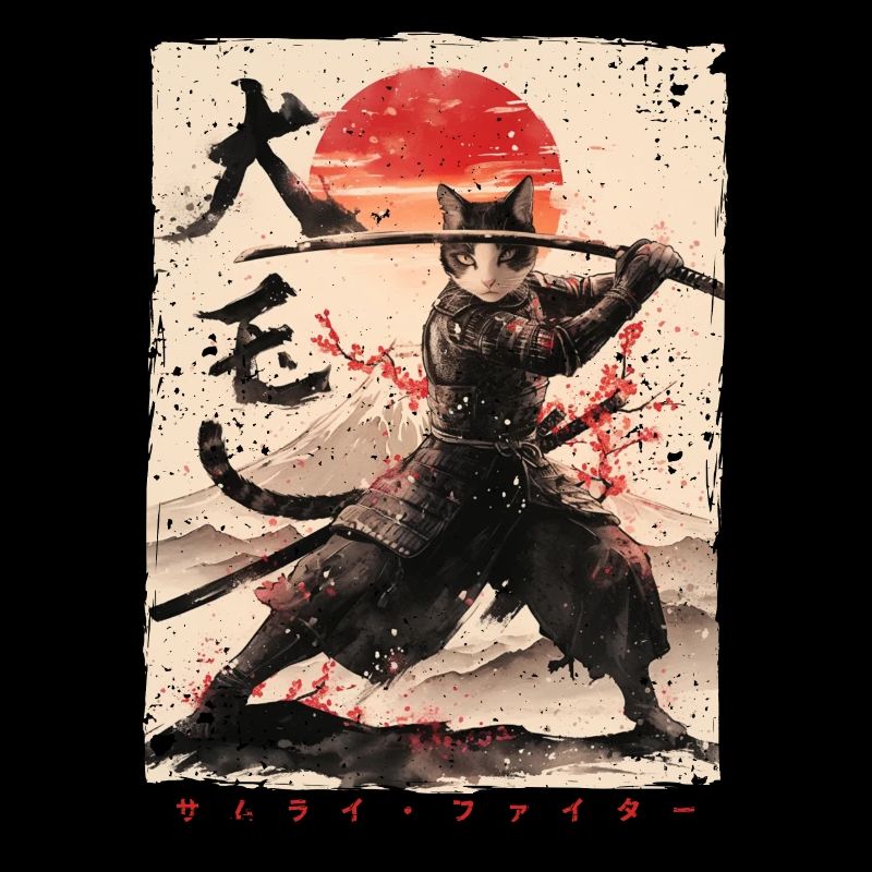 Samurai Cat Kawaii Japanische Ninja Katze