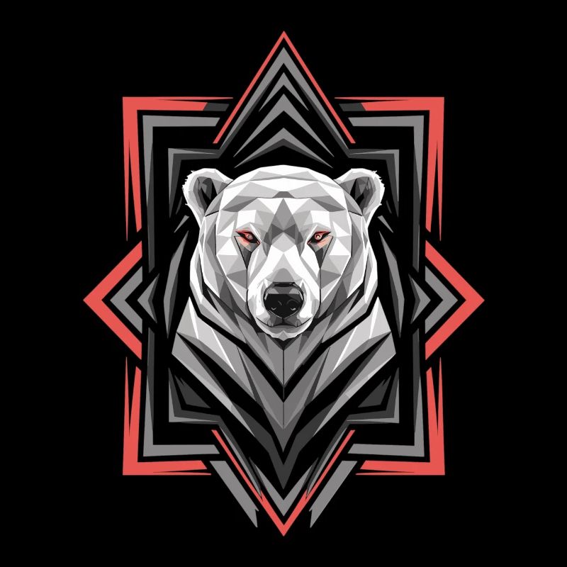 Geometric Polar Bear Head Artwork