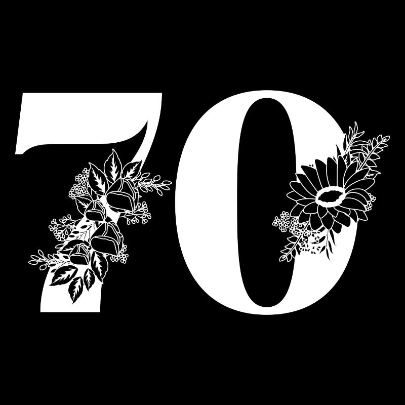 Nummer 70 Schwarze Blumen - 70. Geburtstag Blumen