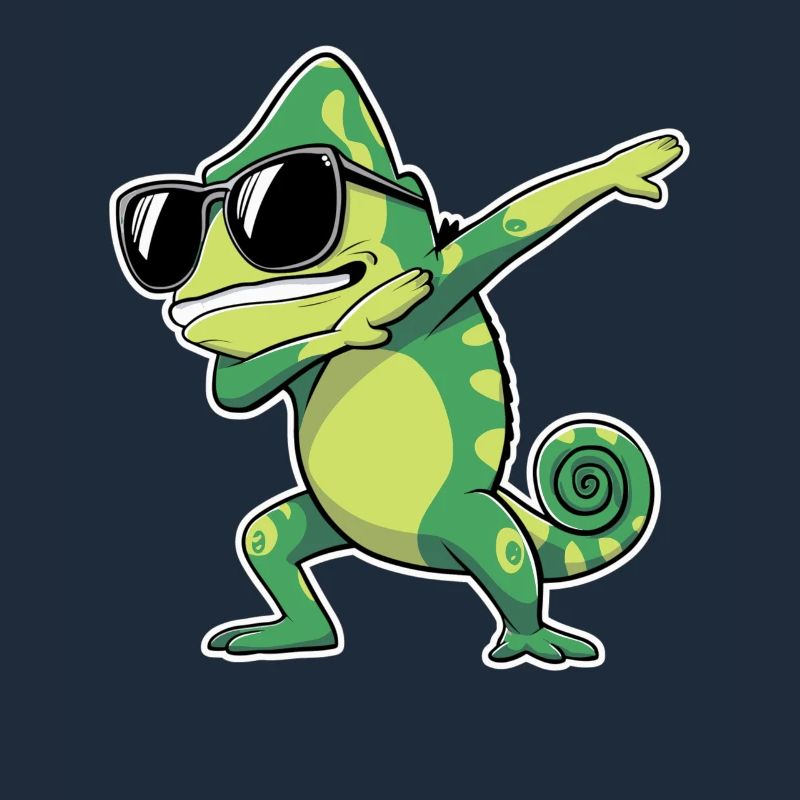 Dabbing chameleon with sunglasses