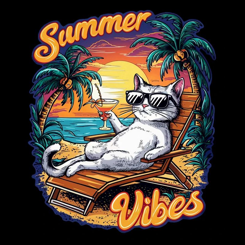 chat sur la plage pour l'été