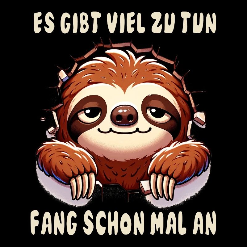 Faultier mit Spruch, es gibt viel zu tun