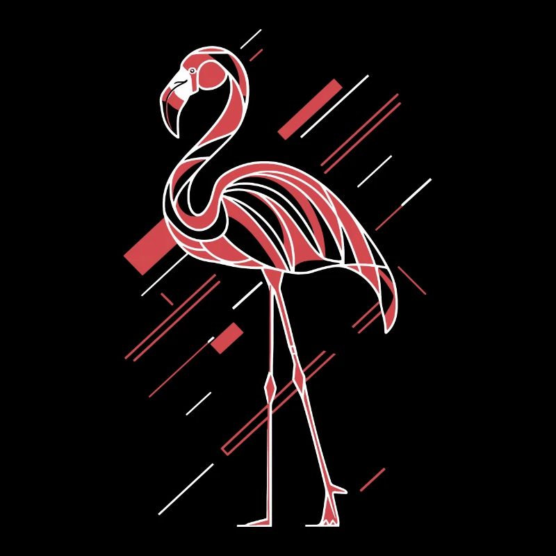Flamant rose abstrait aux lignes géométriques
