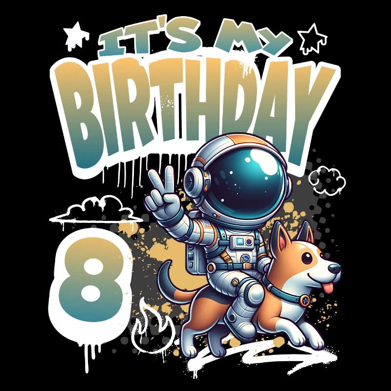 Astronaute 8e anniversaire Chien de l'espace drôle