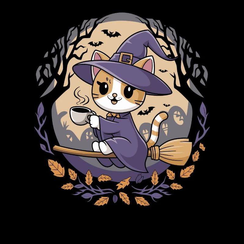 Chat mignon en sorcière pour Halloween