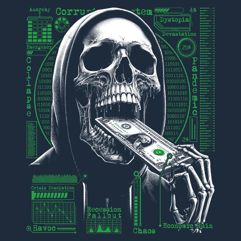 Hacker Skull Eating Dollar - Anarchy & Corruption