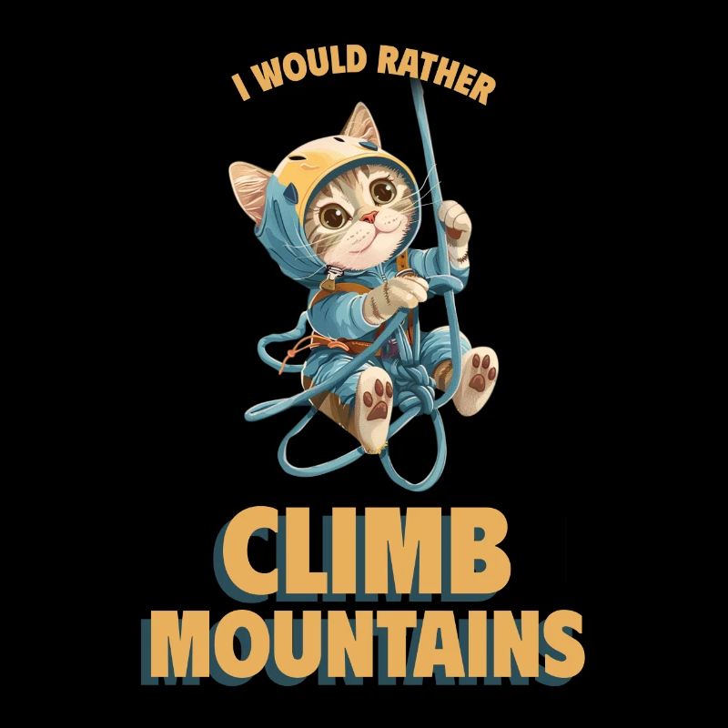 I would rather climb mountains Bergklettern Katze