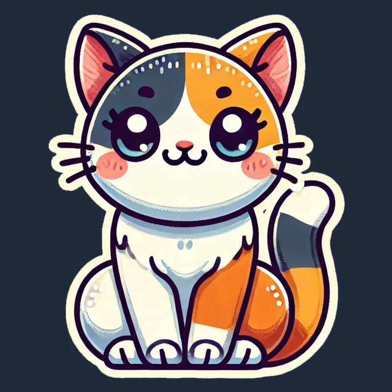 Mignon chat tricolore est bien assis Style patch