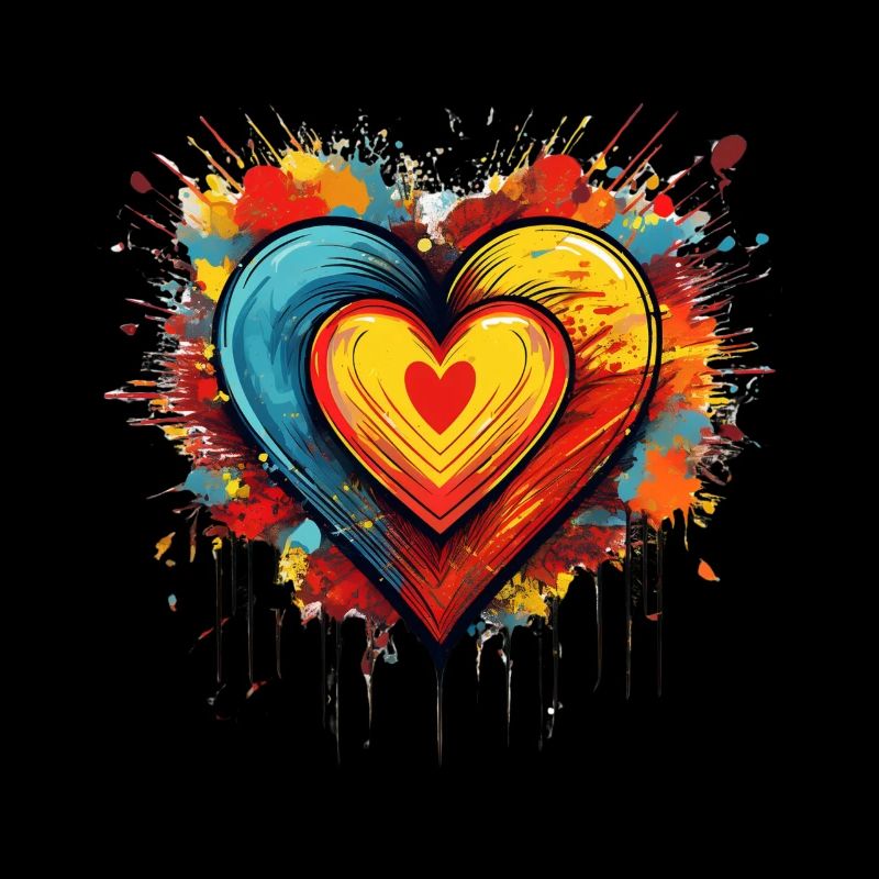 Colourful Heart Explosion – Bold Pop Art Design