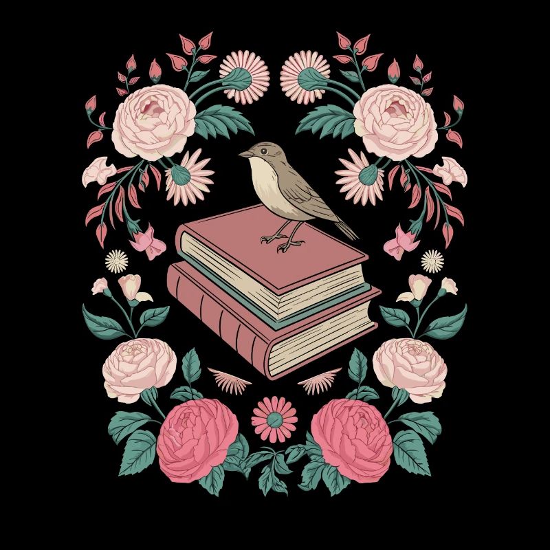 Cottagecore Bücher Vogel Blumen Romantik
