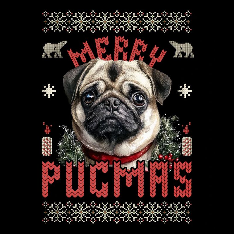 Pull de Noël laid Carlin Merry Pugmas