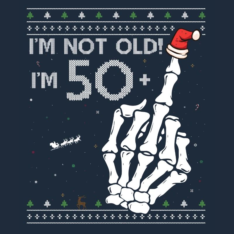 Ich bin 50 + 1 Mittelfinger Hässlicher Weihnachtspullover für