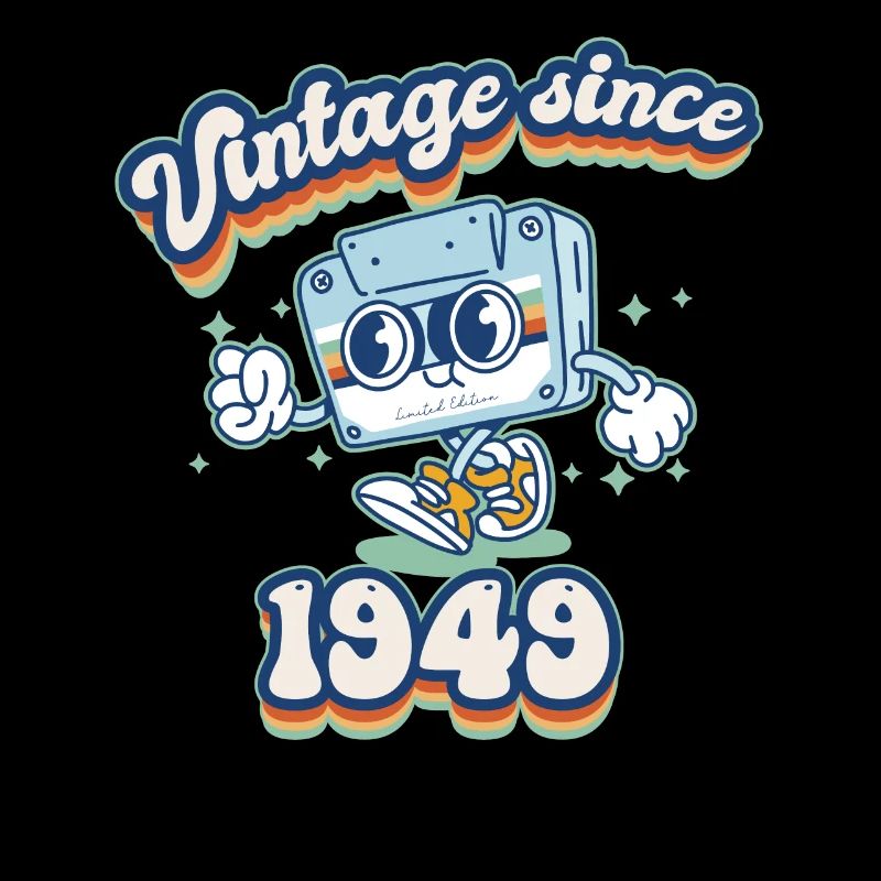 1949 Vintage Cassette Style Rétro 76e anniversaire