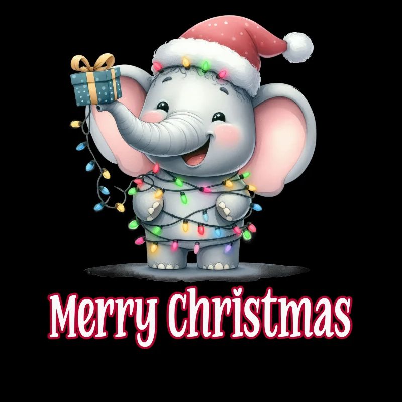 Petit éléphant Chapeau de Noël Joyeux Noël