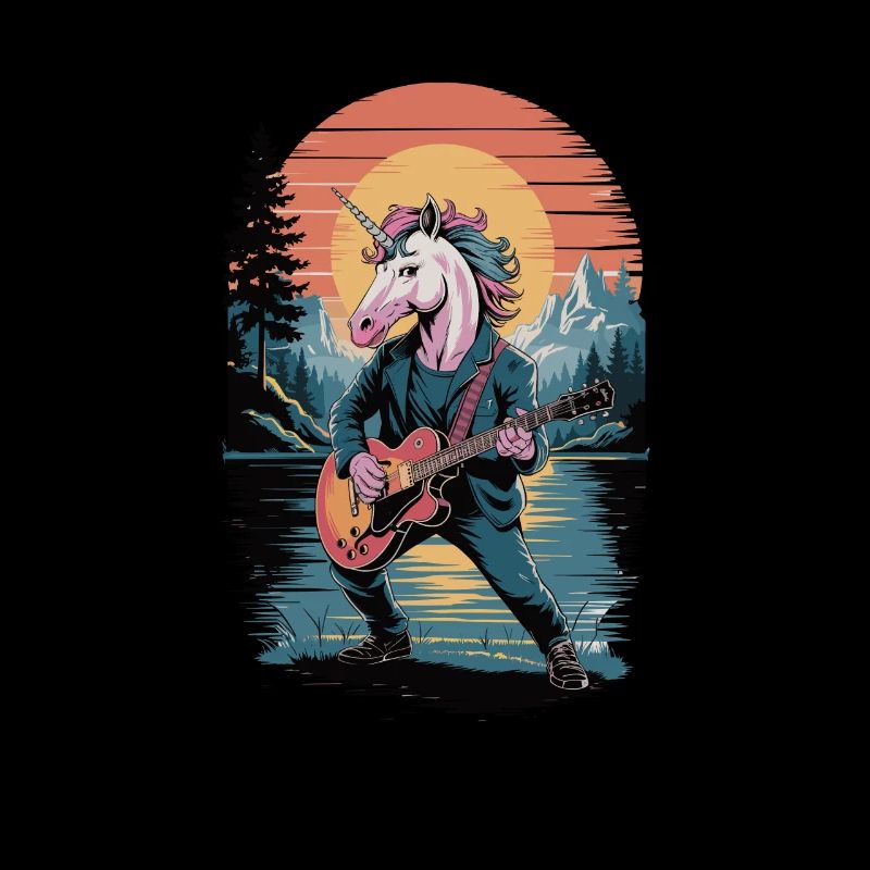 Punk-Einhorn mit Gitarre