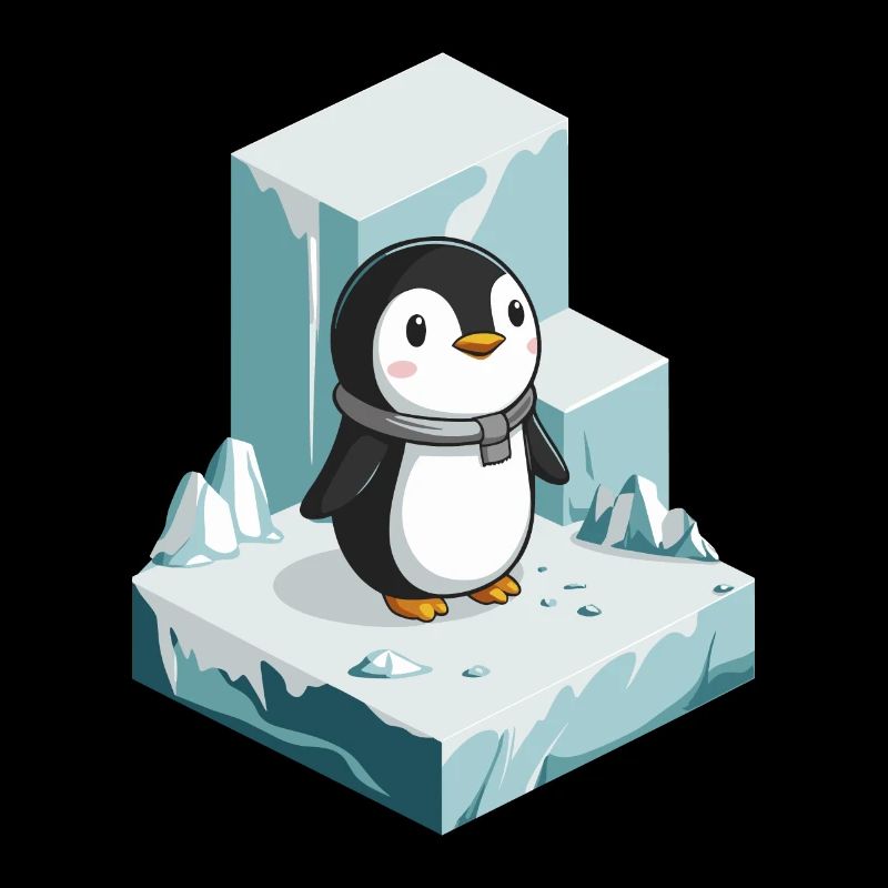 Niedlicher Pinguin Auf Eisberg Illustration