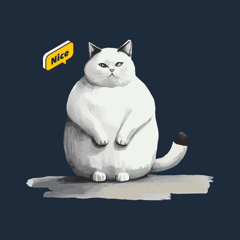 mignon chat blanc gras avec bulle de dialogue
