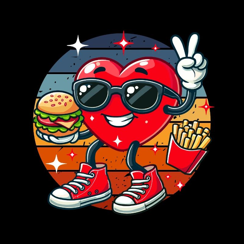 Restauration rapide Saint-Valentin coeur hamburger frites papa