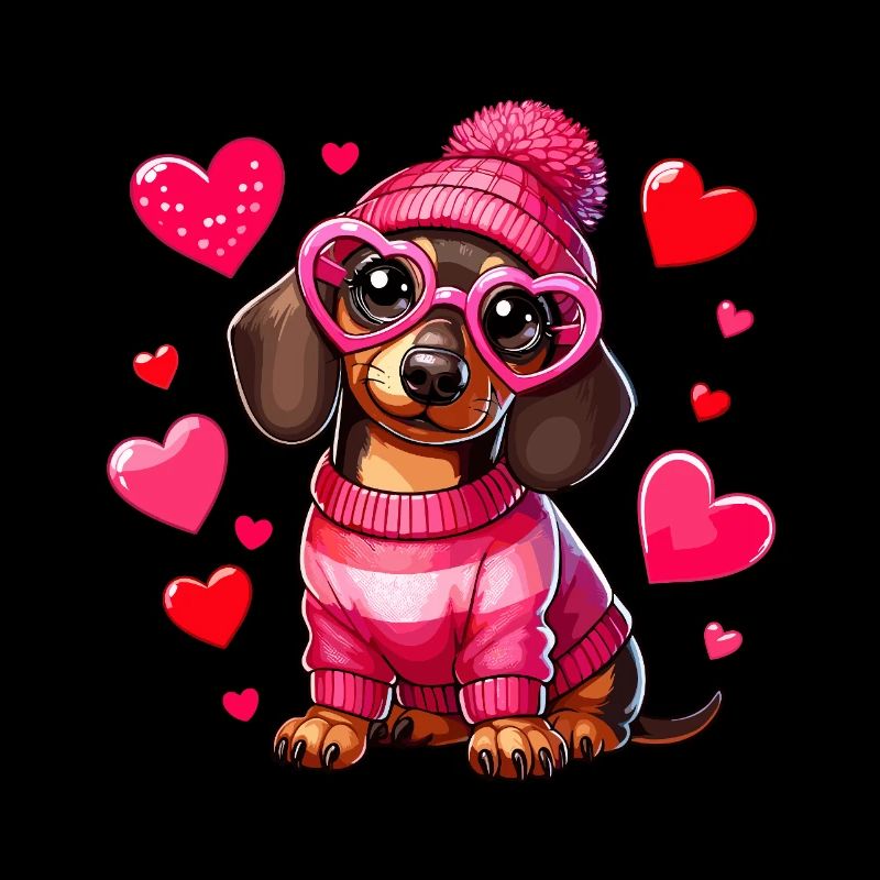 Valentinstag Dackel Hund Verliebt Herz Niedlich