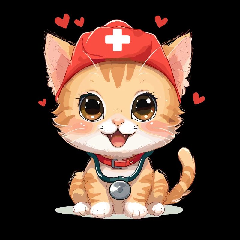 Chat Infirmière Miaou Coeur Saint Valentin Mignon