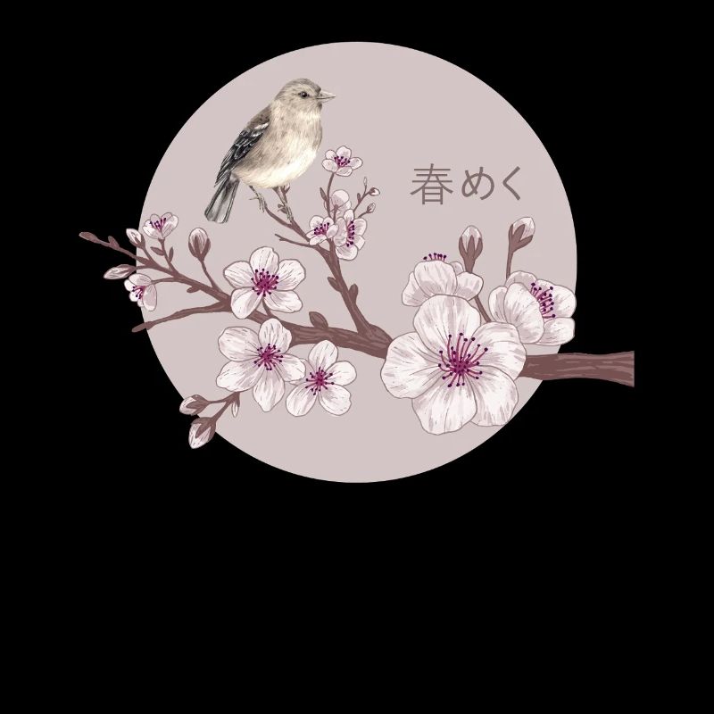 Gelassener Sakura-Vogel mit japanischem