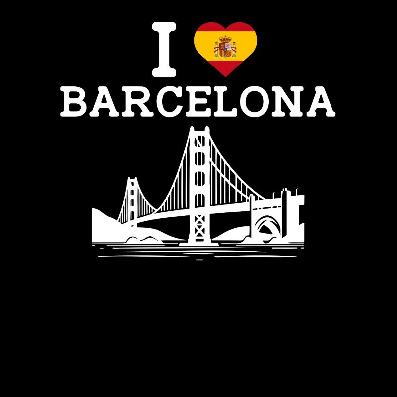 J’aime Barcelone Drapeau Espagne Golden Gate Bridge Jeu de mots