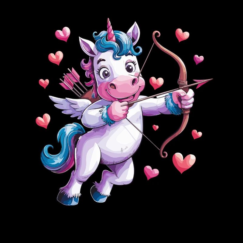 Mignon licorne Cupidon avec des ailes et