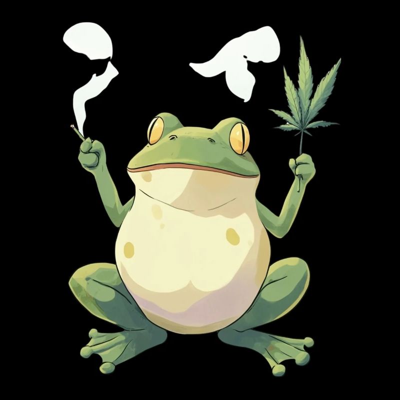 Grenouille avec joint et feuille de cannabis - Weed Frog