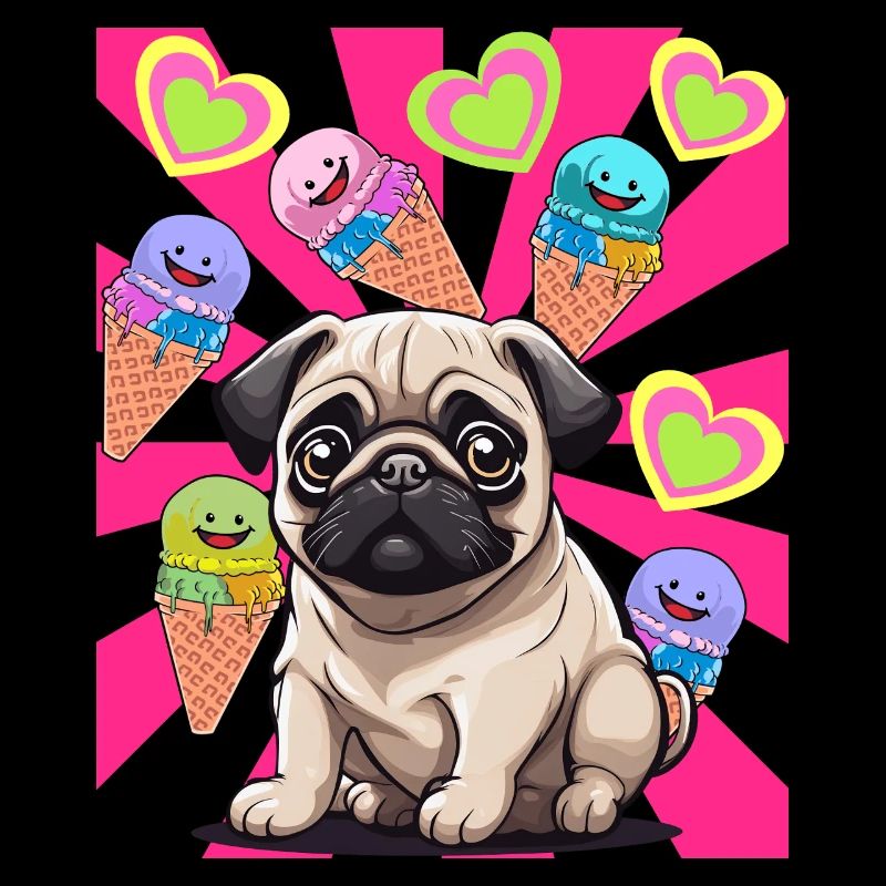 Hund Hunde Mops Kinder Kind Eis Eiskrem