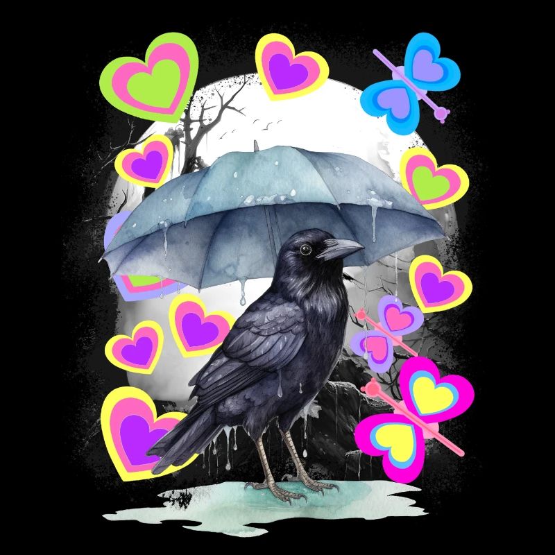 Spring Raven Retro Raven Crow Crows Vintage
