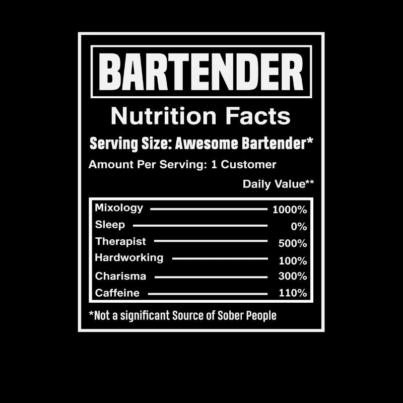 Bartender Nutrition Facts Funny