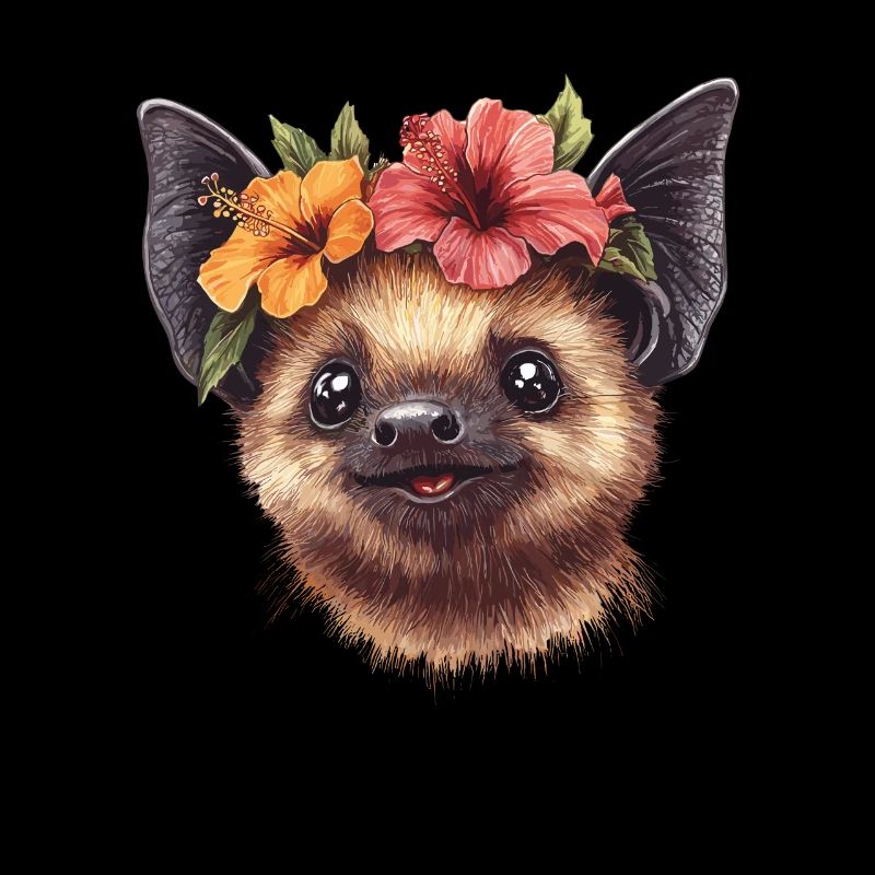 Chauve-souris avec des fleurs