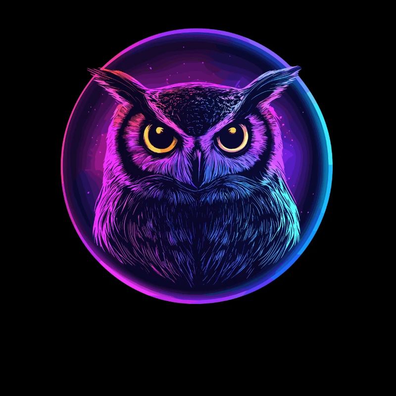 Glowing Neon Owl