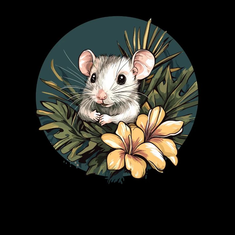 Souris de la jungle avec fleur