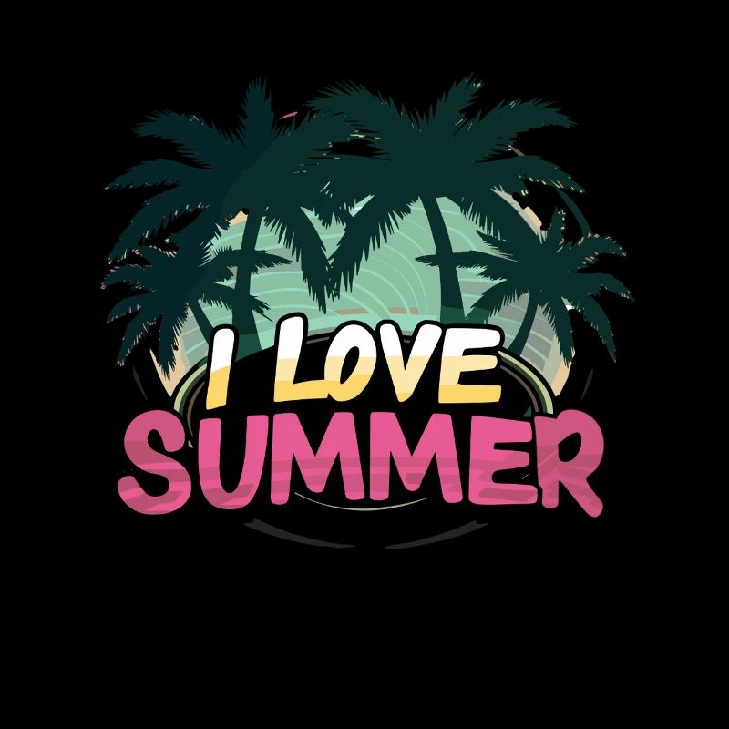 I Love Summer Palm Trees Beach Vibes Sunset