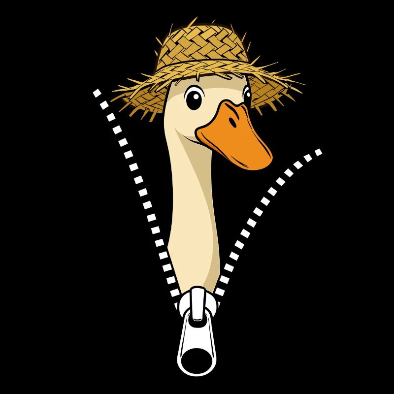 Runner duck with straw nut that zips through zipper