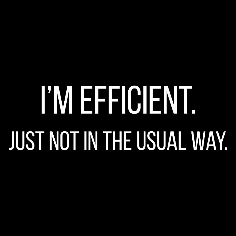 I’m efficient. Just not in the usual way.