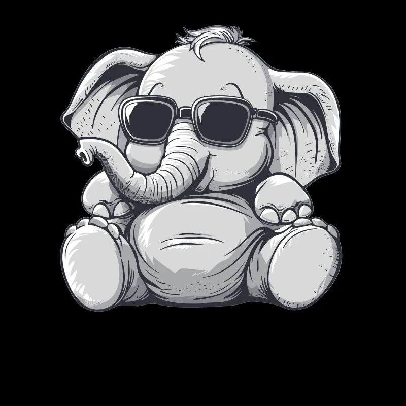 Cool elephant with sunglasses