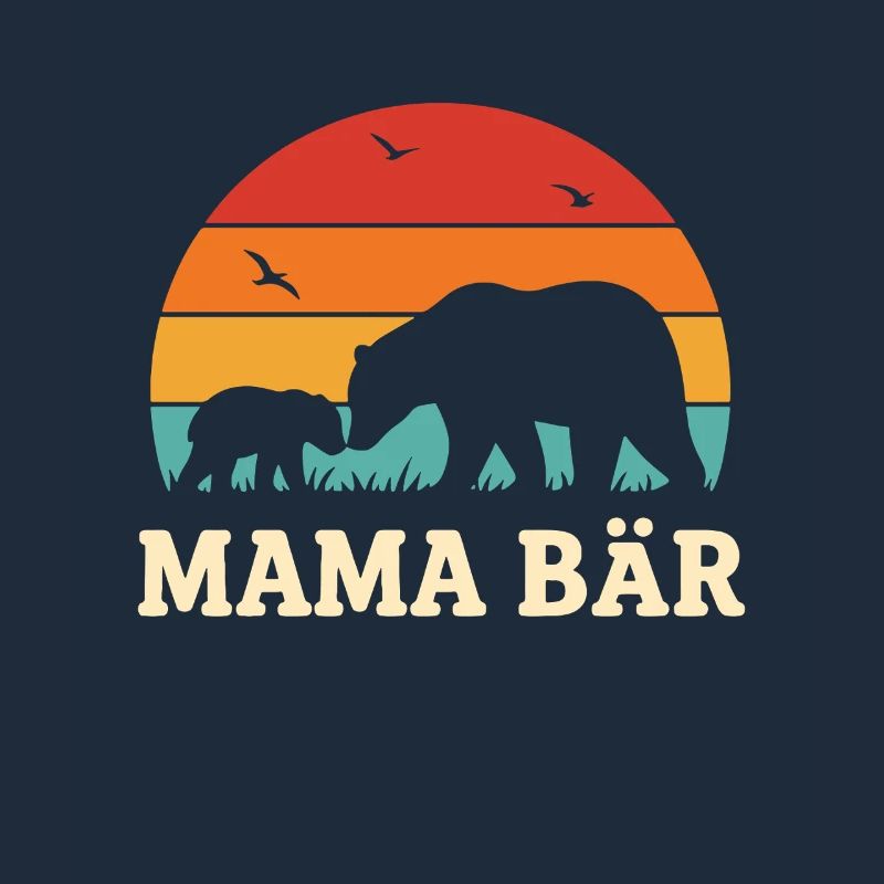 Mama Bear Vintage Sunset Silhouette