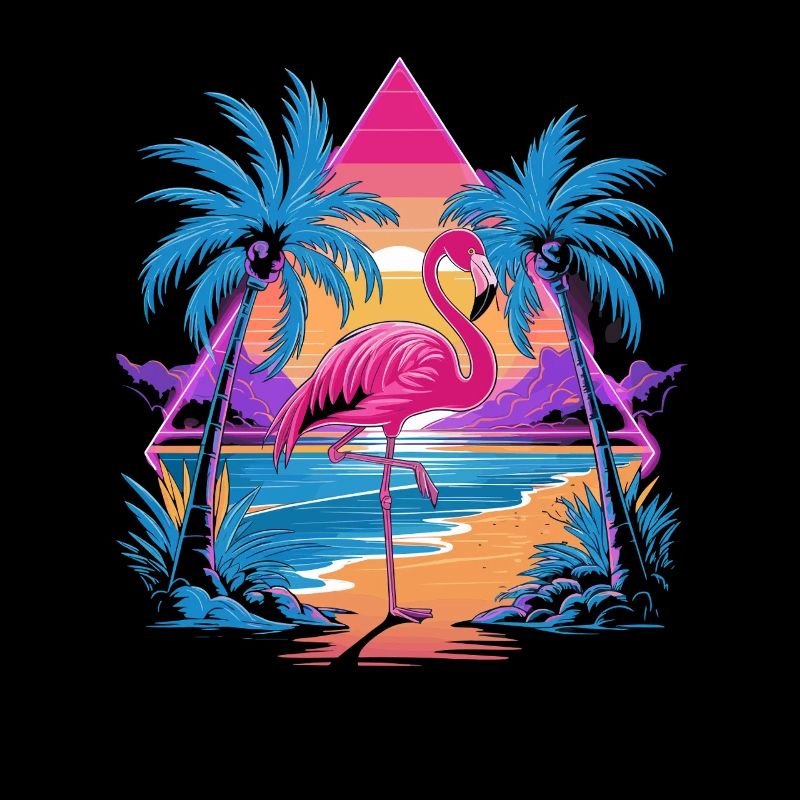 Flamingo Beach Paradis Rétro Tropical