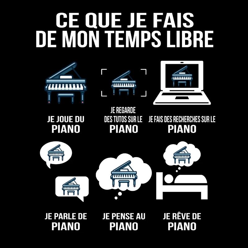 Ce que je fais de mon temps libre – T-shirt piano