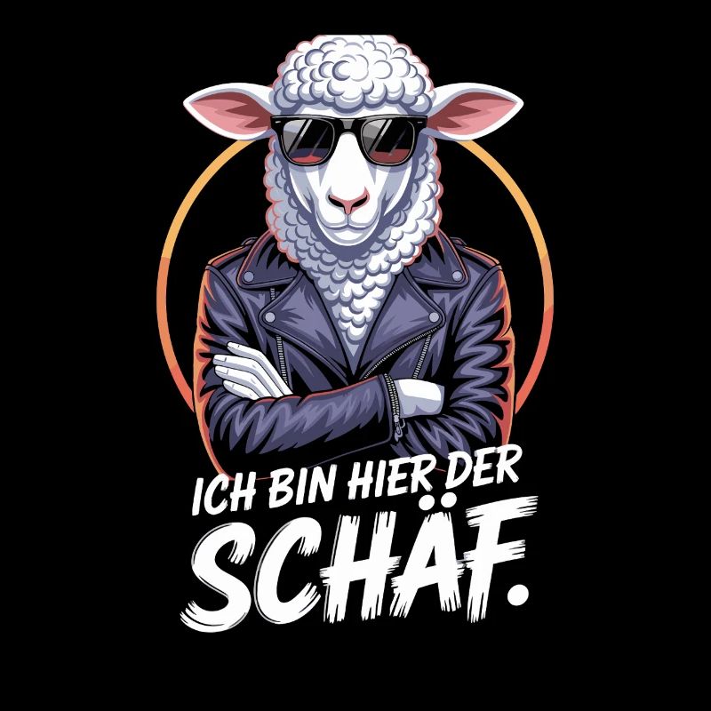 Cooles Schaf Mit Sonnenbrille Und Lederjacke